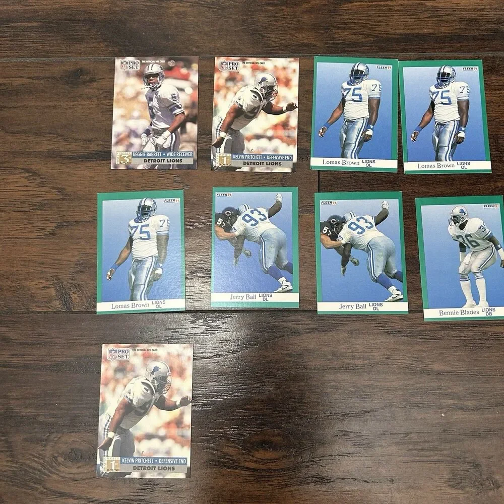 1991 Detroit Lions Football Card Lot Of  11 Trading Cards